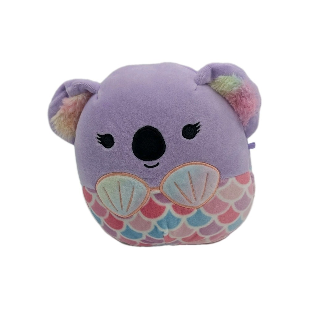 Squishmallows 8" Koala Mermaid Plush Purple Rainbow Shells Kellytoy EUC Soft Toy